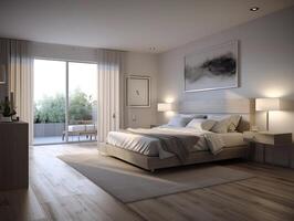 Interior design concept of luxury condo bedroom. . photo
