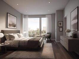 Interior design concept of luxury condo bedroom. . photo