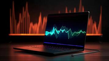 Notebook or laptop screen mockup, Technology business strategy and digital marketing concept. . photo
