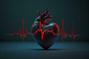 Heart health care technology concept with medical icons. AI Generative. photo