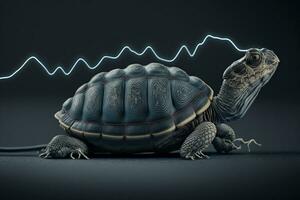 Veterinary concept, pulse, turtle's heartbeat. Generative AI. photo
