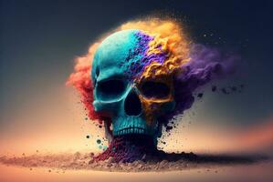 cráneo ilustración con creativo resumen elementos con foto