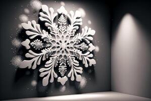 3D snowflakes for New Year and Christmas greeting card design. Generative Ai. photo