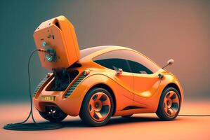 Concept of EV charger station application graphic of electric car charging. . photo