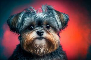 Cute little fluffy dog.  generative AI. photo