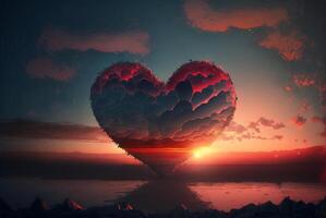 Red Heart tree background,red trees wallpaper.Valentine's day background with hearts. photo