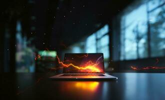 Notebook or laptop screen mockup, Technology business strategy and digital marketing concept. Generative AI. photo