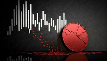 An image of the dollar rate cut. Money symbol with arrow stretched down, profit reduction, income, economy and income, icons for business concepts. Generative AI. photo