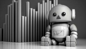 banco y robot íconos en grafico gráfico antecedentes. generativo ai. foto