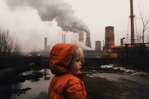 en frente de negro niños un montón de denso fumar. generativo ai. foto