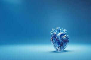 Human heart, medical digital technology, 3D illustration on colorful background. AI Generative. photo