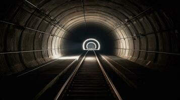 Science friction  or railway tunnel on empty space for. Generative AI. photo