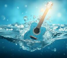 Acoustic guitar in fire and water high resolution acoustic guitar in fire and water Illustration for guitar concert poster. photo