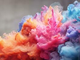 Smoke cloud design element on black background. Generative AI. photo