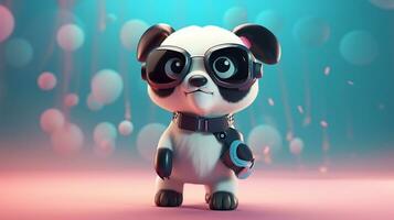 cute panda cartoon character background 3d illustration. AI Generative. photo