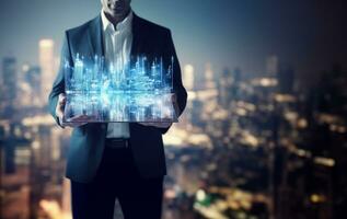 Wireless internet network for global business growth social media Digital e-commerce. Generative AI. photo