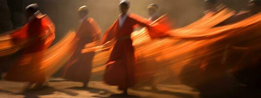 An image with intentional motion blur, depicting movement and action, adding a sense of energy and dynamism to the composition. Web Banner Backdrop. Generative Ai photo