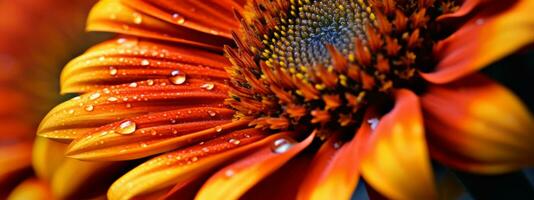 An up-close and detailed shot of a blooming flower, capturing the intricate details and vibrant colors in an eye-catching manner. Web banner backdrop. Generative Ai photo