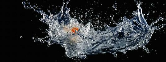 A high-speed capture of water splashing against a surface, creating a dynamic and energetic visual that grabs attention. Generative Ai photo