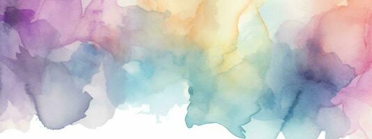 Soft and elegant watercolor splashes in pastel tones, creating a delicate and artistic visual appeal. Web banner backdrop. Generative AI photo