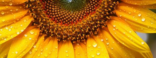 Close up and detailed image of a captivating flower, highlighting the intricate details for eye-catching web banner. Generative AI photo