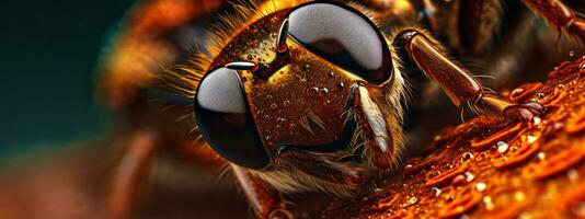 Up-close and detailed image of a captivating insect, highlighting the intricate details for eye-catching web banner. Generative AI photo