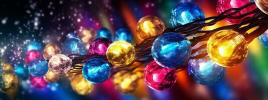 An image featuring a mesmerizing display of colorful holiday lights, capturing the festive spirit and illuminating Christmas web banners with a joyful glow. Generative AI photo