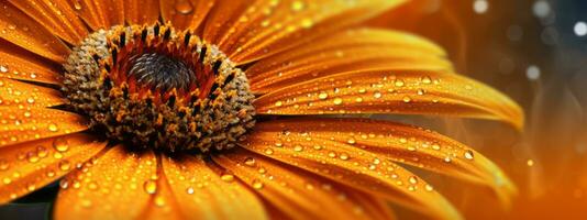 Close up and detailed image of a captivating flower, highlighting the intricate details for eye-catching web banner. Generative AI photo