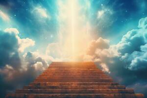 Dreamy Stairway to heaven. Generative Ai photo