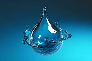 Liquid Drop Splash. Macro 3D Rendering of Water Droplet Creating a Splash. Generative Ai photo