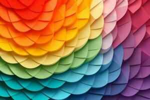 Vibrant paper art style shapes arranged in the form of a pride rainbow, representing inclusivity and diversity. background layers. Vector illustration. Generative Ai photo