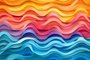 Vibrant paper art style shapes arranged in the form of a pride rainbow, representing inclusivity and diversity. background layers. Vector illustration. Generative Ai photo