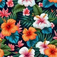 tropical flores hibisco sin costura foto