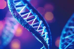 A close-up shot of the iconic double helix structure of DNA, illustrating its intricate and scientific nature. Generative Ai photo