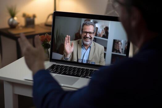 A depiction of a psychologist providing teletherapy through a video call, highlighting the accessibility of therapy in the digital age. Generative Ai photo