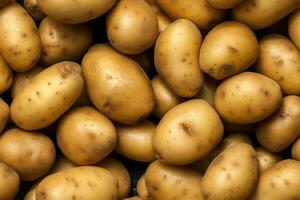 Close up of fresh potatoes , top view, seamless pattern. Generative Ai photo