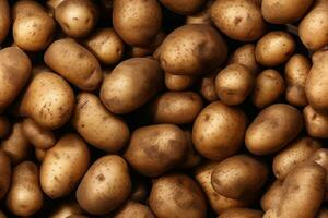 Close up of fresh potatoes , top view, seamless pattern. Generative Ai photo