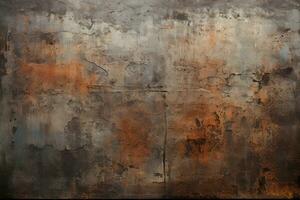 Weathered and textured metal background, highlighting the raw and industrial aspect of metal surfaces. Generative AI photo