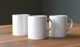 Blank white mug mockup, AI generative photo