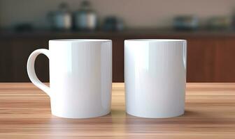 Blank white mug mockup, AI generative photo