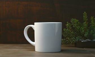 Blank white mug mockup, AI generative photo