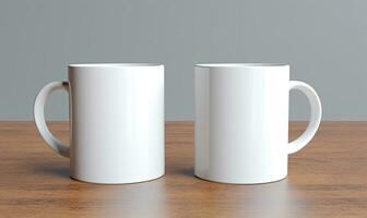 Blank white mug mockup, AI generative photo