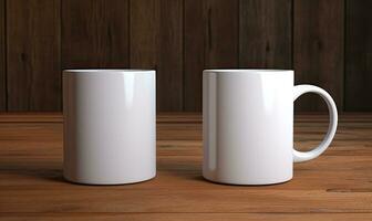 Blank white mug mockup, AI generative photo