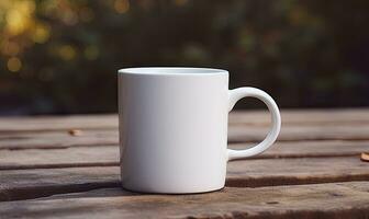 Blank white mug mockup, AI generative photo