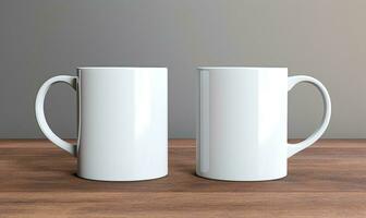 Blank white mug mockup, AI generative photo