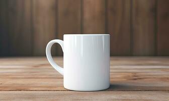 Blank white mug mockup, AI generative photo