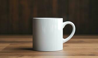 Blank white mug mockup, AI generative photo