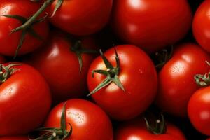 Close up of fresh tomatoes , top view, seamless pattern. Generative Ai photo