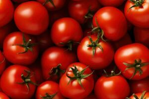 Close up of fresh tomatoes , top view, seamless pattern. Generative Ai photo