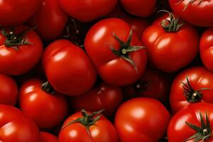 Close up of fresh tomatoes , top view, seamless pattern. Generative Ai photo